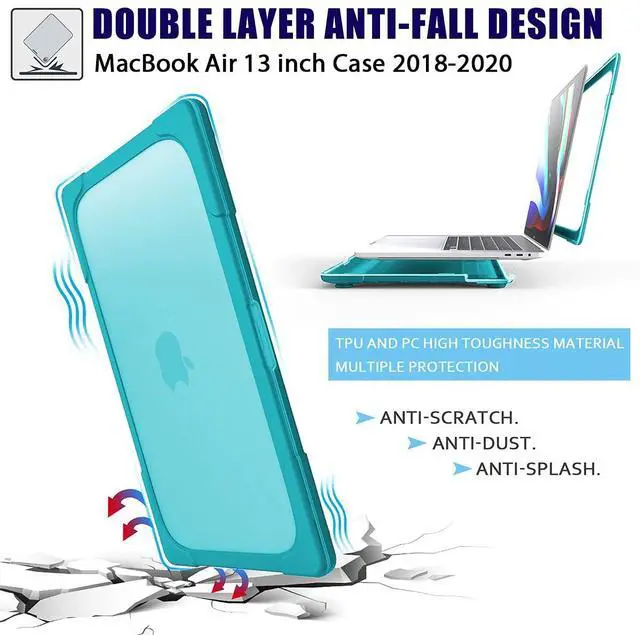 Alt view image 5 of 5 - Mektron for MacBook Pro 13 Case M1 M2 A2338 A2289 A2251 2022 2021 2020 Release, Heavy Duty Slim Hard Shell Dual Layer Protective Cover with Fold Kickstand Pro 13 inch Touch Bar & Touch ID, Sky Blue
