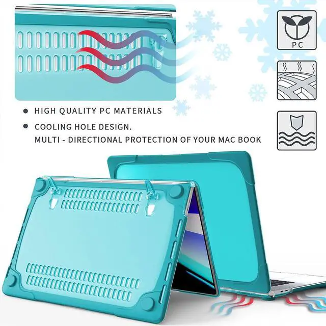 Alt view image 4 of 5 - Mektron for MacBook Pro 13 Case M1 M2 A2338 A2289 A2251 2022 2021 2020 Release, Heavy Duty Slim Hard Shell Dual Layer Protective Cover with Fold Kickstand Pro 13 inch Touch Bar & Touch ID, Sky Blue