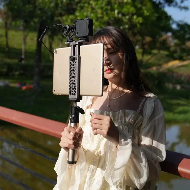 Alt view image 5 of 5 - NICEYRIG Aluminum Tripod Mount for iPad Pro 12.9'' 11''/Air 10.9'' 10.5''/Mini 8.3'' 7.9'' Video Recording Vlog Vlogging Lives, Professional Tablet Holder with QR Plate for Arca-Swiss - 502