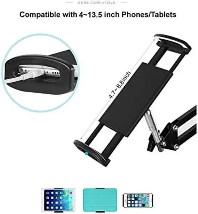 Alt view image 5 of 5 - OHITEC Heavy Duty Phone/Tablet Metal Holder Universal Mobile Cell Smartphone Mount Lazy Bracket 360deg Rotation Gooseneck Clamp Stand Flexible Long Arm (Black, 5.7 feet)