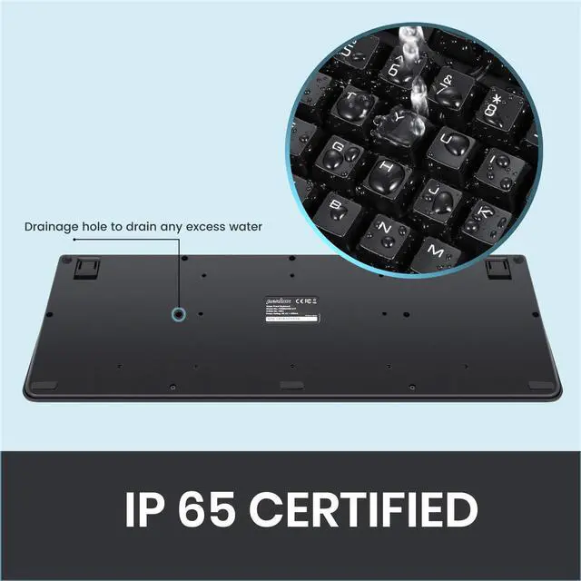Alt view image 3 of 5 - Perixx PERIBOARD-517 Wired Washable USB Keyboard, Certified with IP 65 Level, Black, US English Layout