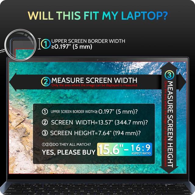 Alt view image 4 of 5 - Peslv Magnetic Laptop Privacy Screen 15.6 inch for 16:9 Computer Monitor, 15" Removable Anti Glare Protector Blue Light Filter Shield Compatible with Lenovo Hp Dell Acer Asus Thinkpad Envy Xps