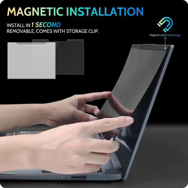 Alt view image 2 of 5 - Peslv Magnetic Laptop Privacy Screen 15.6 inch for 16:9 Computer Monitor, 15" Removable Anti Glare Protector Blue Light Filter Shield Compatible with Lenovo Hp Dell Acer Asus Thinkpad Envy Xps