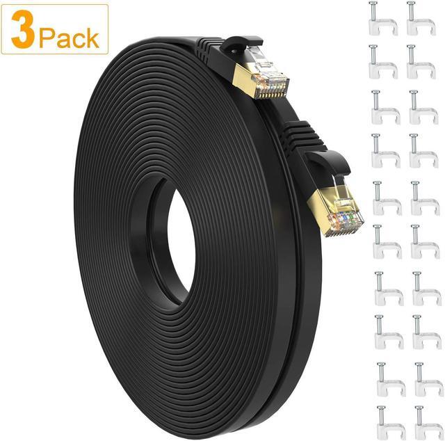 Alt view image 2 of 5 - SHD Flat Cat7 Ethernet Cable(3 Pack) Network Patch Cable with 60pcs Cable Clips FTP/STP LAN Cable Computer Patch Cord-25 Feet