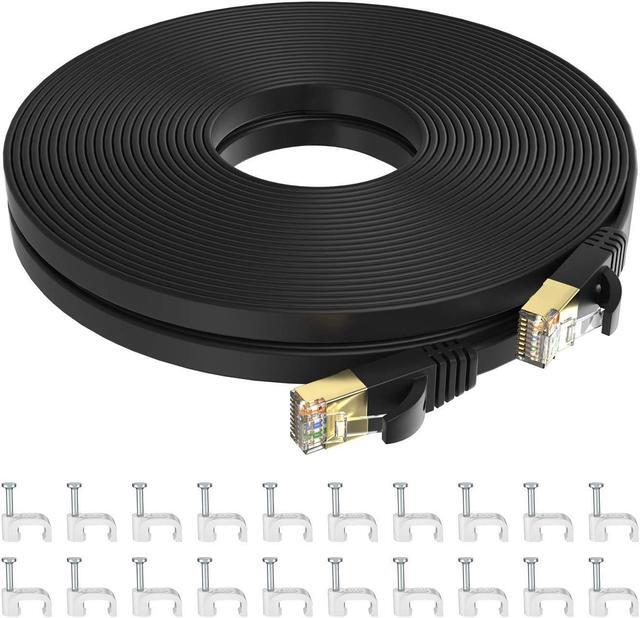 Main image of SHD Flat Cat7 Ethernet Cable(3 Pack) Network Patch Cable with 60pcs Cable Clips FTP/STP LAN Cable Computer Patch Cord-25 Feet