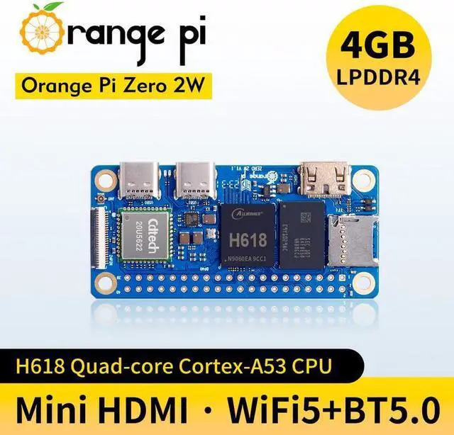Alt view image 2 of 5 - Orange Pi Zero 2W 4GB LPDDR4 Allwinner H618 Quad-Core 64 Bit Single Board Computer with 16MB SPI Flash,Support WiFi and BT5.0, Development Board Run Android 12 TV/Ubuntu(4G+Expansion Board+Power)