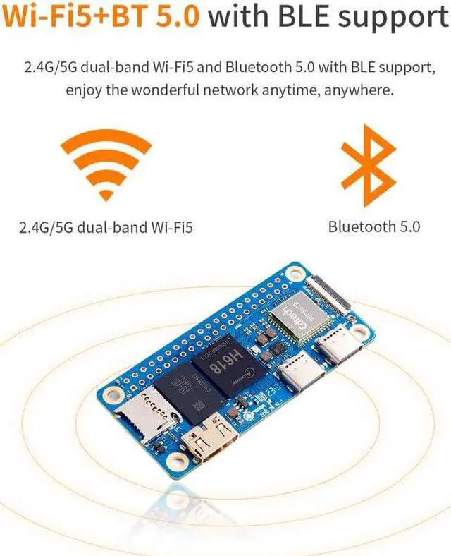 Alt view image 5 of 5 - Orange Pi Zero 2W 4GB LPDDR4 Allwinner H618 Quad-Core 64 Bit Single Board Computer with 16MB SPI Flash,Support WiFi and BT5.0, Development Board Run Android 12 TV/Ubuntu(4G+Expansion Board+Power)
