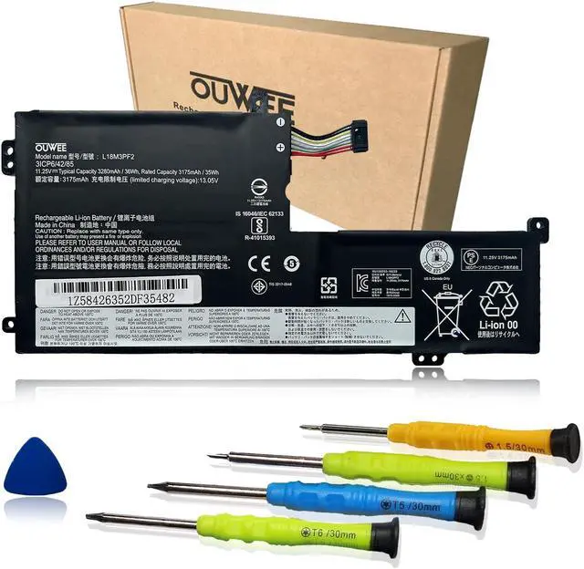 Main image of OUWEE L18M3PF2 Laptop Battery Compatible with Lenovo Ideapad L3-15IML05 L340-15API L340-15IWL L340-17API L340-17IWL L340-15IWL/L340-15API Touch Series 5B10W67198 L18D3PF1 L18C3PF2 L18L3PF1 11.25V 36Wh