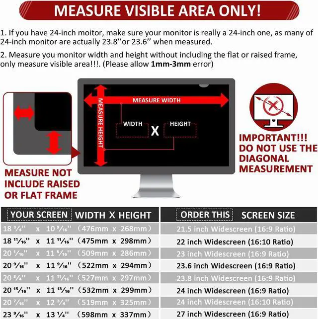 Alt view image 2 of 5 - Skylarking 23 inches Computer Privacy Screen Filter, Anti-Spy Anti-Glare Screen Protector Film Compatible 23" Widescreen Computer Monitor with Aspect Ratio 16:9 (WxH:509mm x 286mm)