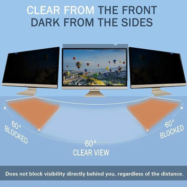 Alt view image 3 of 5 - Skylarking 23 inches Computer Privacy Screen Filter, Anti-Spy Anti-Glare Screen Protector Film Compatible 23" Widescreen Computer Monitor with Aspect Ratio 16:9 (WxH:509mm x 286mm)