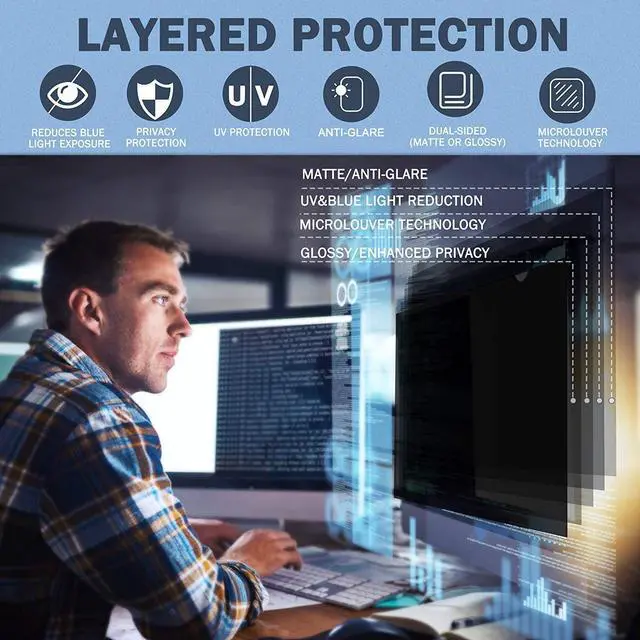Alt view image 4 of 5 - Skylarking 23 inches Computer Privacy Screen Filter, Anti-Spy Anti-Glare Screen Protector Film Compatible 23" Widescreen Computer Monitor with Aspect Ratio 16:9 (WxH:509mm x 286mm)