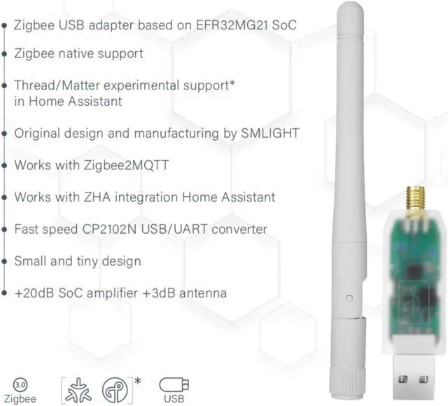 Alt view image 3 of 5 - SMLIGHT SLZB-07 Zigbee 3.0 USB Coordinator - Pre-Flashed and Ready-to-Use Zigbee Adapter for ZHA Home Assistant and Zigbee2MQTT