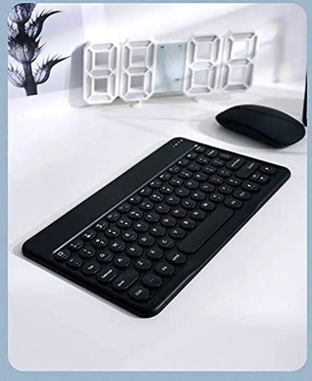 Alt view image 3 of 5 - Keyboard Case for iPad Mini 7th/6th Generation 8.3 Inch, Case for iPad Mini 7 A17 Pro/Mini6 Keyboard with Mouse, Cute Round Key Detachable Keyboard Case with Pencil Holder, Teal