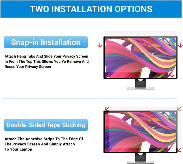 Alt view image 4 of 5 - 27 Inch Monitor Privacy Screen Computer Screen Privacy Filter for 16:9 Widescreen Monitors Anti-Glare Blue Light Filter Privacy Cover