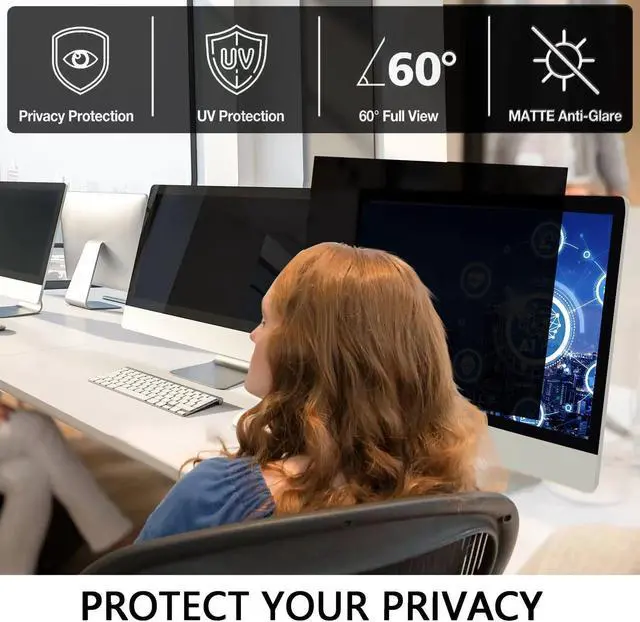 Alt view image 5 of 5 - 27 Inch Monitor Privacy Screen Computer Screen Privacy Filter for 16:9 Widescreen Monitors Anti-Glare Blue Light Filter Privacy Cover