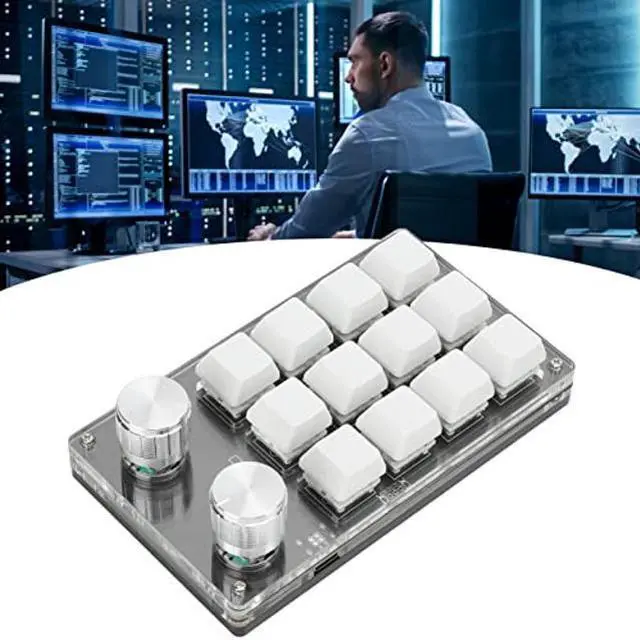 Alt view image 4 of 5 - Zerodis Macro Mechanical Keyboard, One Handed Macro Mechanical Keyboard 12 Key Multifunction DIY Programmable Keypad for Office Gaming Labsecurity Accessories (Black White)