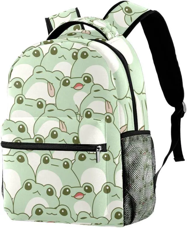 Main image of JAVENPROEQT Durable Backpack for Middle Student, Cute Frog Seamless Pattern Adult Laptop Bookbag Travel Work Bag