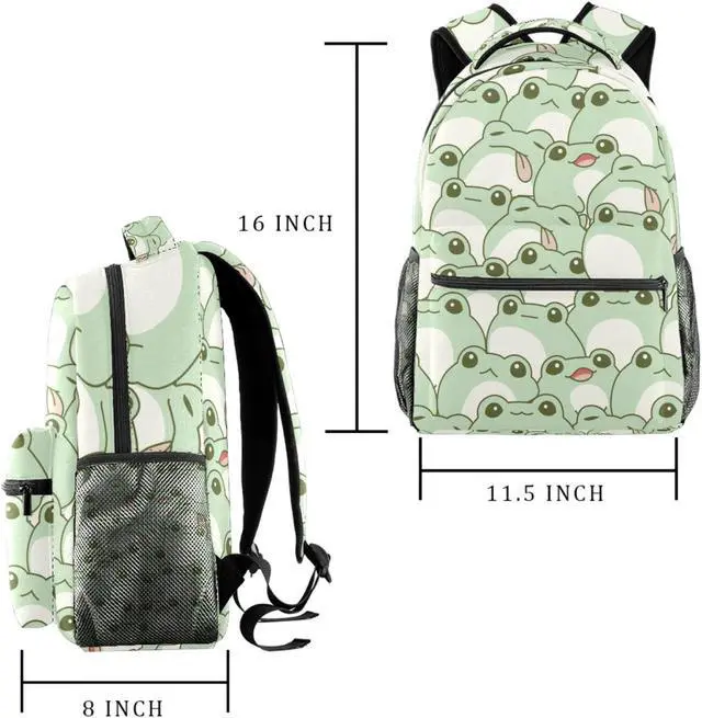 Alt view image 2 of 5 - JAVENPROEQT Durable Backpack for Middle Student, Cute Frog Seamless Pattern Adult Laptop Bookbag Travel Work Bag