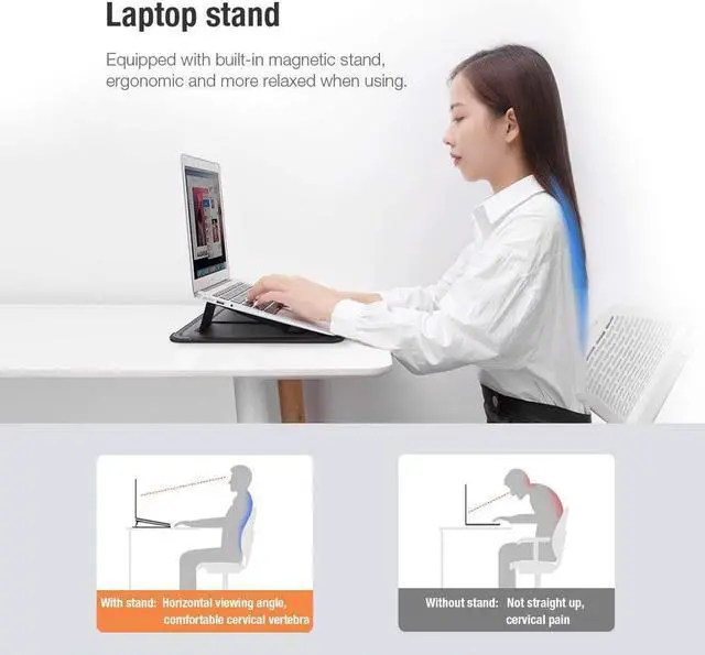 Alt view image 3 of 5 - Nillkin Laptop Sleeve 15.6 inch,MacBook Air Sleeve Case with Laptop Stand and Mouse Pad,2 Stand Modes,Slim Protective Cover for MacBook Air M4,Air 15/Pro 16,HP/Dell/Other 15''-16'' Notebook,Black