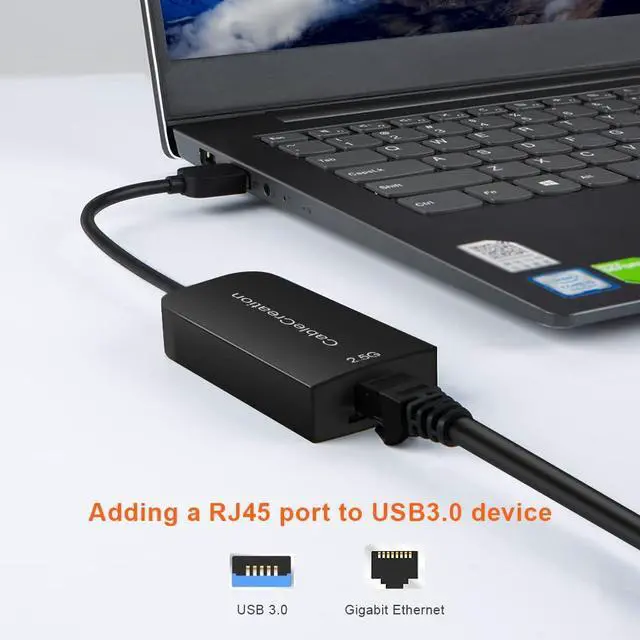 Alt view image 2 of 5 - CableCreation 2.5G Ethernet to USB Adapter, Gigabit LAN Dongle Compatible with MacBook Windows 10,8.1, macOS X 10.6-10.15, Black