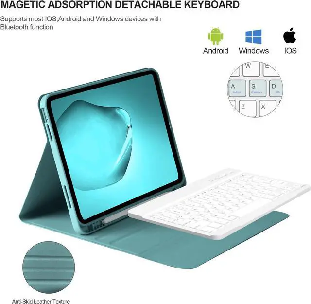 Alt view image 5 of 5 - BQSS for iPad 11th 10th Generation Keyboard Case 11inch-A16 2025 & 10.9" 2022,Slim Smart Keyboard Case for iPad 11th 10th Gen 2022/2025,Detachable Wireless Keyboard,Pencil Holder Dark Green