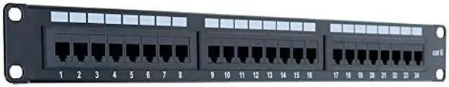Main image of 24 Port Cat5/5e Unshielded Wallmount Rackmount Patch Panel, Backwards Compatible with CAT 3/4/5 Cabling (24 Port)