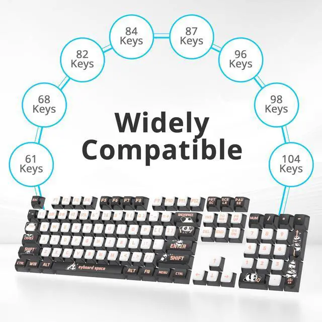 Alt view image 5 of 5 - Ussixchare 120 Keys ASA Profile PBT Pudding Keycap Panda Keycaps Dye-Sublimation Custom Keycaps for MX Switch Mechanical Gaming Keyboard(Panda)