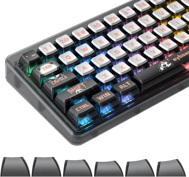 Alt view image 4 of 5 - Ussixchare 120 Keys ASA Profile PBT Pudding Keycap Panda Keycaps Dye-Sublimation Custom Keycaps for MX Switch Mechanical Gaming Keyboard(Panda)