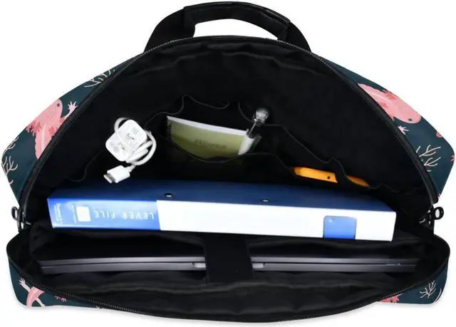 Alt view image 2 of 5 - DerlonKaje Axolotl & Sea Weed Aquarium Laptop Case 15.6 inch, Cute Laptop Bag, Waterproof Laptop Sleeve, Laptop Briefcase for Women & Men