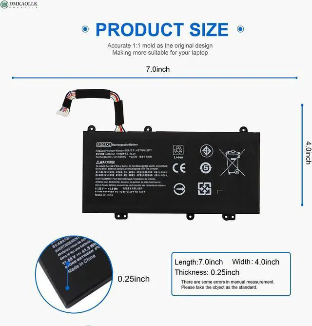 Alt view image 4 of 5 - 849048-421 SG03XL Battery for HP Envy M7 Notebook M7-u109dx M7-u009dx 17t-u100 CTO 17-u100 17-u163cl 17-u177cl 17-u292cl 17-u273cl 17-u275cl 17-u153nr 17-u175nr Series 849314-856 849314-850 w2k88ua