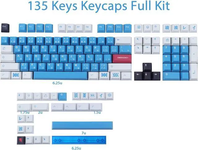 Alt view image 2 of 5 - JOMKIZ PBT Keycaps, 134 Keys Dye Sublimation Cherry Profile Keycaps with 7U Spacebar Japanese Keycap Set for Cherry MX Switches US Layout Mechanical Keyboards