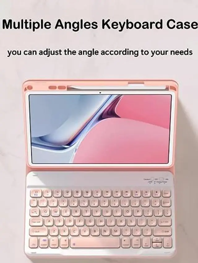 Alt view image 4 of 5 - AnMengXinLing for iPad 10th Generation Case with Keyboard,Keyboard Case with Pencil Holder,Candy Detachable Bluetooth Keyboard Folio Case for iPad 10.9" 10th Gen(2022), Pink