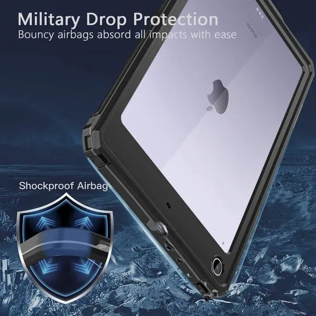 Alt view image 3 of 5 - Guirble for iPad 10.2" - iPad 9th 8th 7th Generation Waterproof Case,Full-Body Heavy Duty Protective Built-in Screen Protector with Strap Stand Pencil Holde for iPad 9th Generation Case