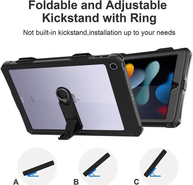 Alt view image 5 of 5 - Guirble for iPad 10.2" - iPad 9th 8th 7th Generation Waterproof Case,Full-Body Heavy Duty Protective Built-in Screen Protector with Strap Stand Pencil Holde for iPad 9th Generation Case