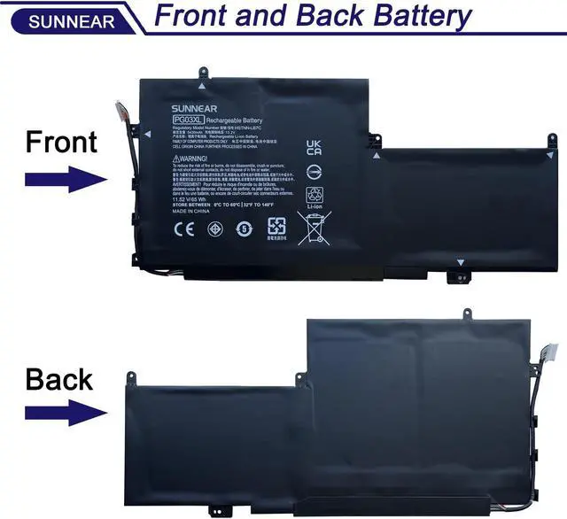 Alt view image 3 of 5 - SUNNEAR PG03XL 831758-005 Laptop Battery Replacement for HP Spectre X360 15 AP011DX 15-AP000 AP000NA AP000NF AP000NX Series Notebook 831532-421 HSTNN-LB7C 11.52V 65Wh 5430mAh (Tpye B)