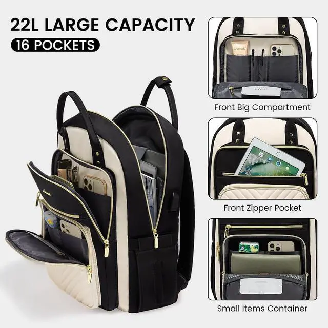 Alt view image 3 of 5 - LOVEVOOK 15.6 Inch Laptop Backpack for Women,Fashion Work Travel Backpack,Waterproof Day Pack Purse for Teacher Nurse