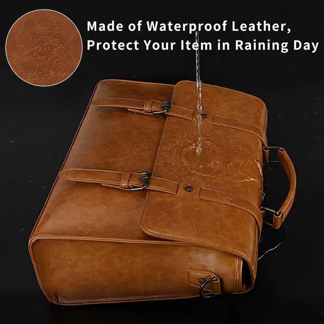 Alt view image 2 of 5 - Mens Messenger Bag Vintage 15.6 Inch Waterproof Leather Laptop Briefcase Large Satchel Shoulder Bag Retro Office College Computer Bag, Brown