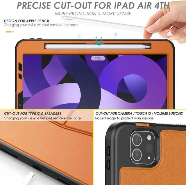 Alt view image 4 of 5 - Maogoam for iPad Pro 11 inch Case Leather,(4th&3rd Gen, 2022/2021), Rugged Magnetic Case, Compatible with Apple Pencil Wireless Charging, 7 Standing View Angles, Sleep/Wake Cover, Brown