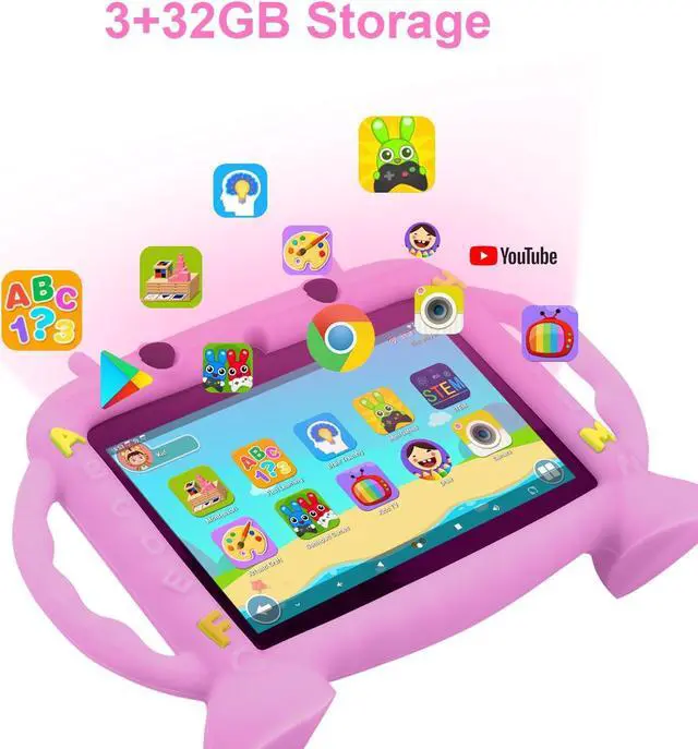Alt view image 4 of 5 - MengDash Kids Tablet, 7 inch Tablet for Kids 2-10, Educational Learning Toddler Tablet Android 11, 3GB RAM+32GB ROM Storage, Google Play YouTube
