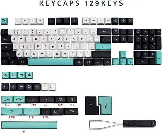 Alt view image 2 of 5 - MOLGRIA Light Cyan Keycaps 129 Set for Mechanical Keyboard, Custom PBT XDA Profile Key Caps with Keycap Puller for Gateron Kailh Cherry MX Switch 104/84/74/68/64/61 ANSI/ISO Keyboard