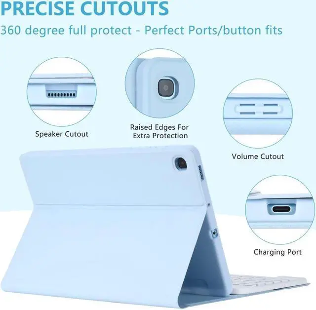 Alt view image 5 of 5 - Keyboard Case for Samsung Galaxy Tab S6 Lite 10.4 Inch 2022/2020, Galaxy Tab S6 Lite SM-P610/P613/P615/P619 Tablet Cover Case with Detachable Wireless Keyboard S Pen Holder, Blue