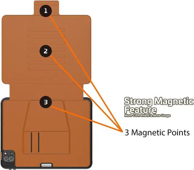 Alt view image 5 of 5 - Maogoam for iPad Pro 11 inch Case Leather,(4th&3rd Gen, 2022/2021), Rugged Magnetic Case, Compatible with Apple Pencil Wireless Charging, 7 Standing View Angles, Sleep/Wake Cover, Brown