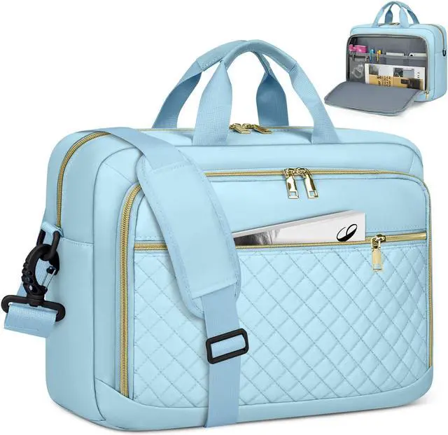 Main image of NEWHEY Laptop Bag 17.3 Inch Laptop Briefcase for Women Men Waterproof Shoulder Messenger Bag Large Computer Bag for Business Office Work College, Blue