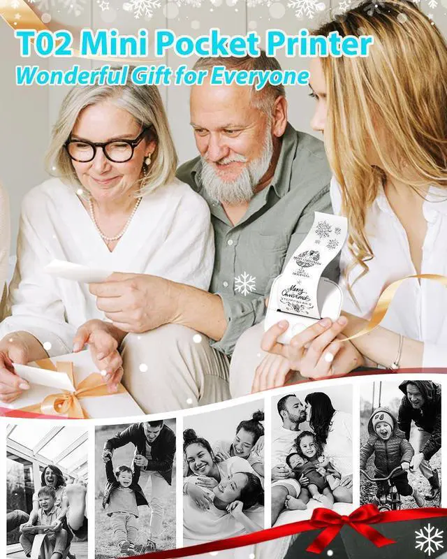 Alt view image 3 of 5 - Phomemo T02 Printer Set with 3 Rolls Paper Inkeless Printer- Mini Printer Sticker Maker Bluetooth Thermal Pocket Printer for Study Notes, Stickers, Photos, DIY Printing, for Birthday, White