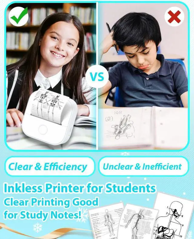 Alt view image 4 of 5 - Phomemo T02 Printer Set with 3 Rolls Paper Inkeless Printer- Mini Printer Sticker Maker Bluetooth Thermal Pocket Printer for Study Notes, Stickers, Photos, DIY Printing, for Birthday, White