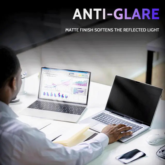 Alt view image 5 of 5 - Peslv Privacy Screen for MacBook Pro 16 Inch (2021-2024, M1, M2, M3, M4), MagicSuction Removable Anti Spy Black Protector, Glare Blue Light Filter for Mac Laptop Computer