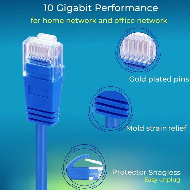 Alt view image 2 of 5 - Rapink Patch Cables Cat6a 2ft (50 Pack) Slim, Cat6a Ethernet Patch Cable 10G Support, Snagless Cat 6 Patch Cable for Patch Panel to Switch, Flexiable Cat 6a Ethernet Cable with Gold Plated