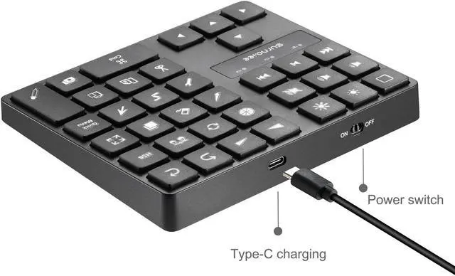Alt view image 3 of 5 - SurnQiee Bluetooth Keypad for iPad Procreate, Wireless Rechargeable Keyboard for Procreate, and Drawing Shortcuts for iPad and Graphic Tablets (Black)