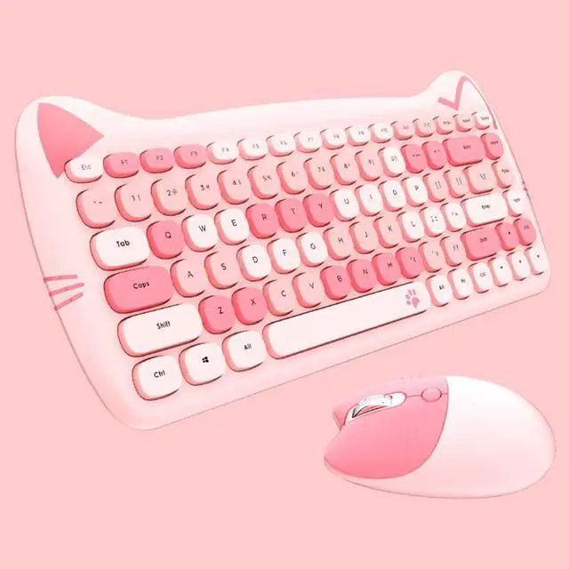 Main image of Cute Cat Keyboard and Mouse Combo, 2.4G Wireless Keyboard and Mouse Set, Compatible with Notebook, PC,Laptop,Tablet,Computer Windows(Multicolor Pink)