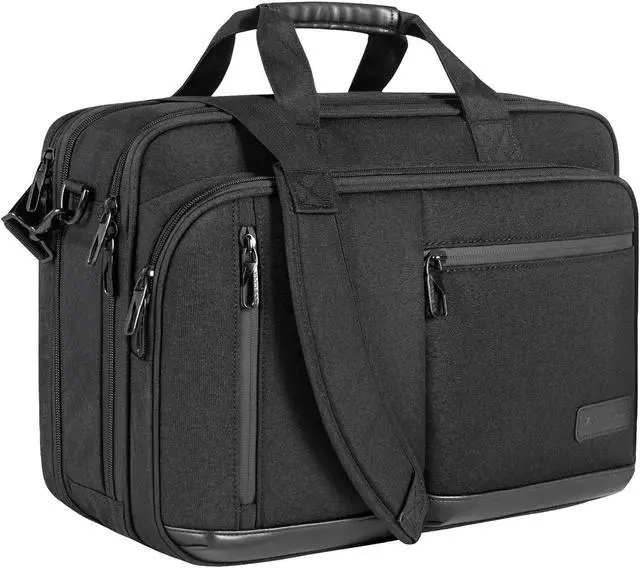 Main image of VANKEAN Laptop Briefcase for Men Women, 17.3 Inch Laptop Bag Water Repellent & Expandable Messenger Bag with Strap, Premium Shoulder Bag Womens Briefcase Computer Bag for Travel/Business, Black